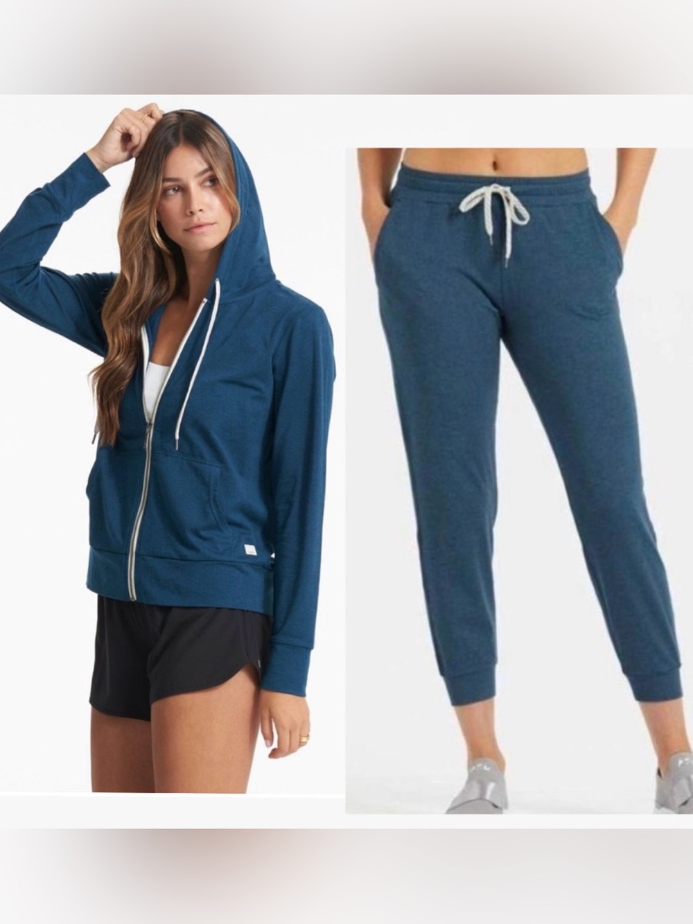 Vuori Halo Teal Zip Hoodie & Jogger Set small
